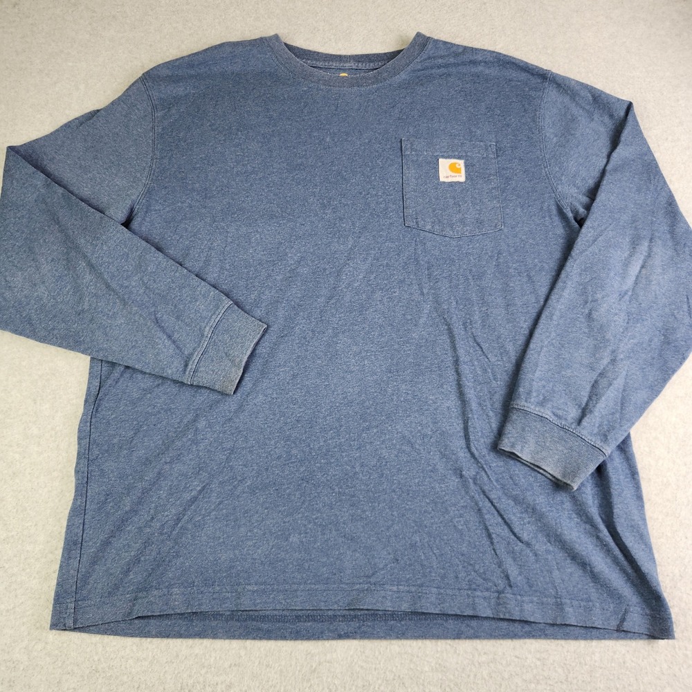 Carhartt T-Shirt Mens L Blue Original‎ Fit Long Sleeve Heathered Workwear K126